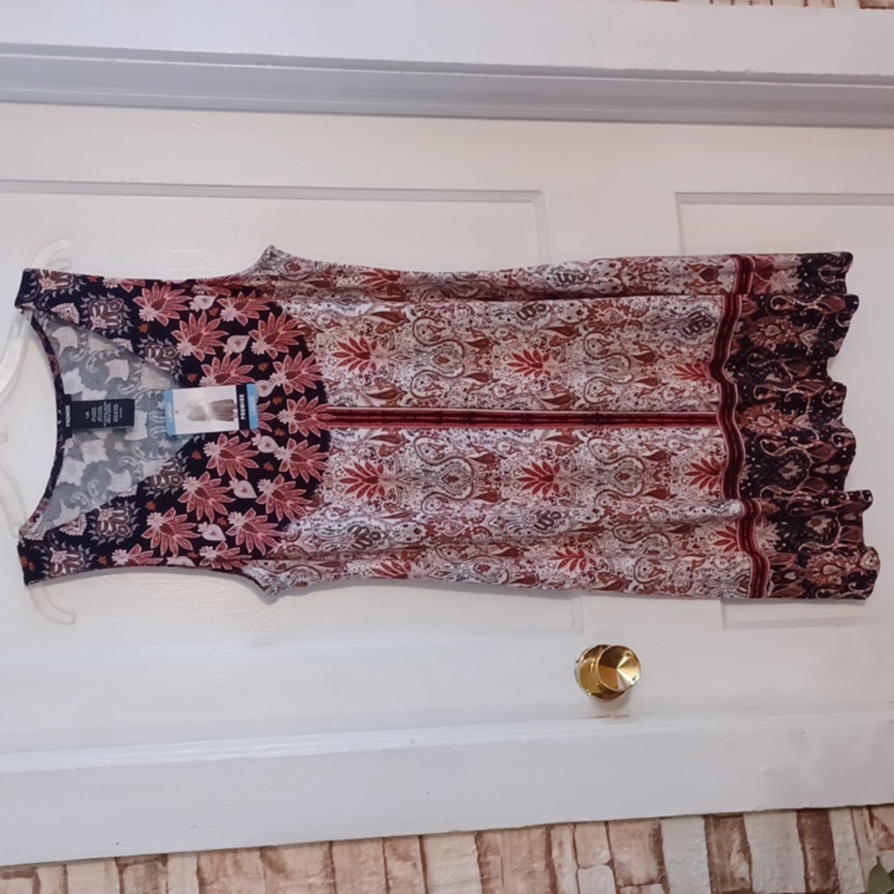 Premise sleeveless dress V neck color Bali Paisley Border size large